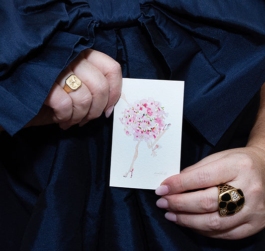 Taxi! Pink Hydrangea  | Original Flowers With Legs® Watercolor Painting Collection