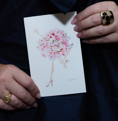 Taxi! Pink Hydrangea  | Original Flowers With Legs® Watercolor Painting Collection
