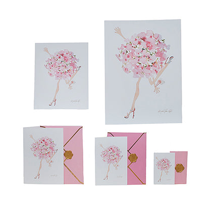 Taxi! Pink Hydrangea  | Original Flowers With Legs® Watercolor Painting Collection