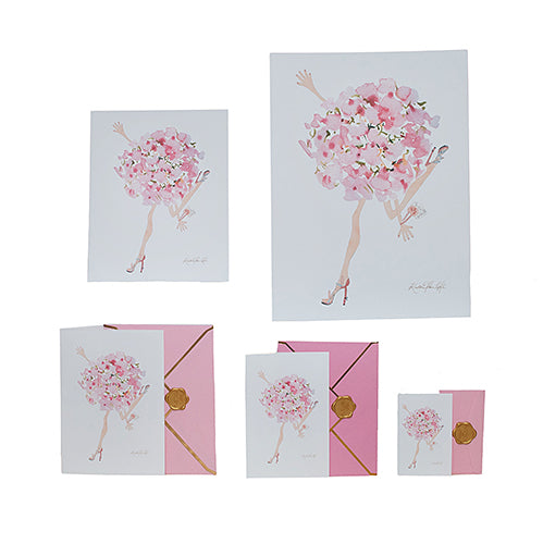 Taxi! Pink Hydrangea  | Original Flowers With Legs® Watercolor Painting Collection