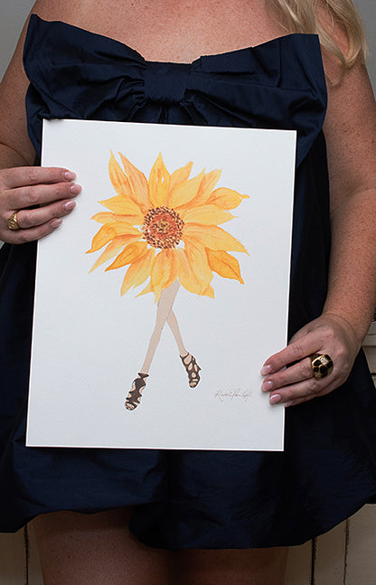Sunflower With Legs No. 1 | Original Flowers With Legs® Watercolor Painting Collection