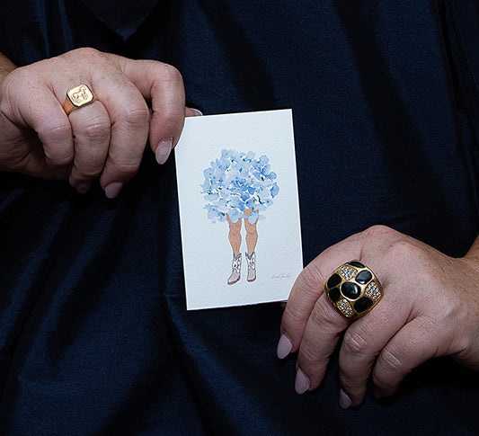 Blue Hyndrangea Man | Original Flowers With Legs® Watercolor Painting Collection