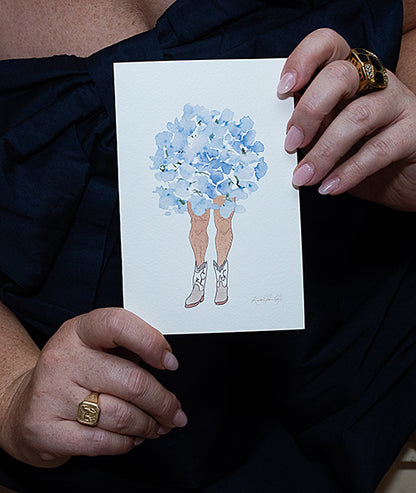 Blue Hyndrangea Man | Original Flowers With Legs® Watercolor Painting Collection