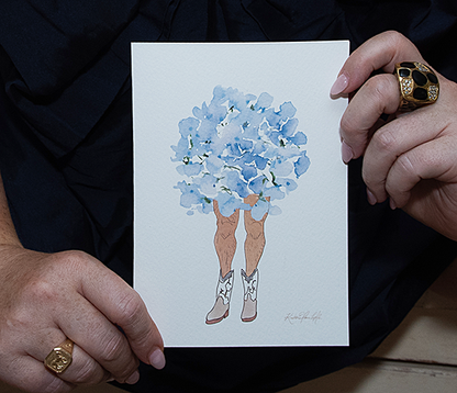 Blue Hyndrangea Man | Original Flowers With Legs® Watercolor Painting Collection