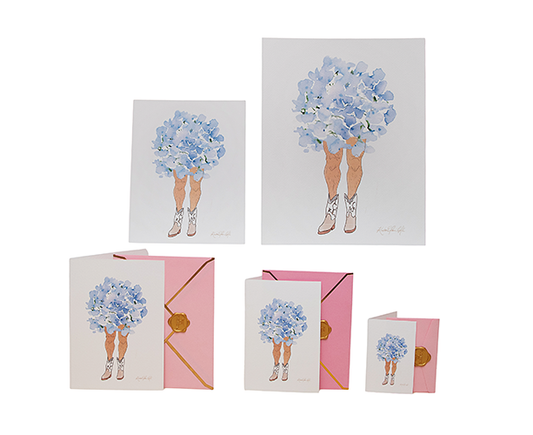 Blue Hyndrangea Man | Original Flowers With Legs® Watercolor Painting Collection