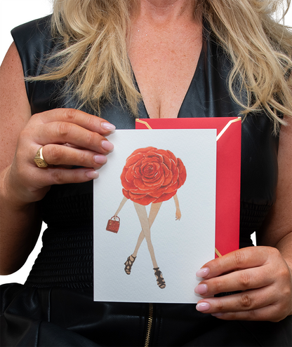 Red Rose With Legs | Original Flowers With Legs® Watercolor Painting Collection