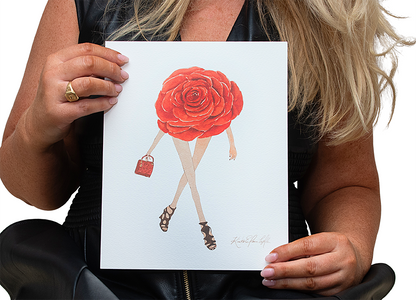 Red Rose With Legs | Original Flowers With Legs® Watercolor Painting Collection