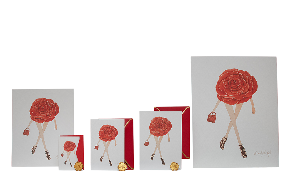 Red Rose With Legs | Original Flowers With Legs® Watercolor Painting Collection