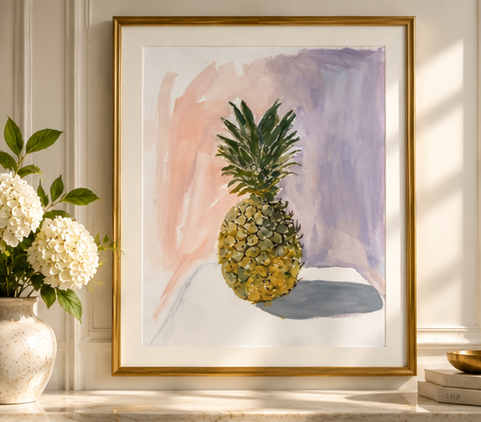 Beach House Pineapple 18x24 | Original Flowers With Legs® Gouache Painting Collection